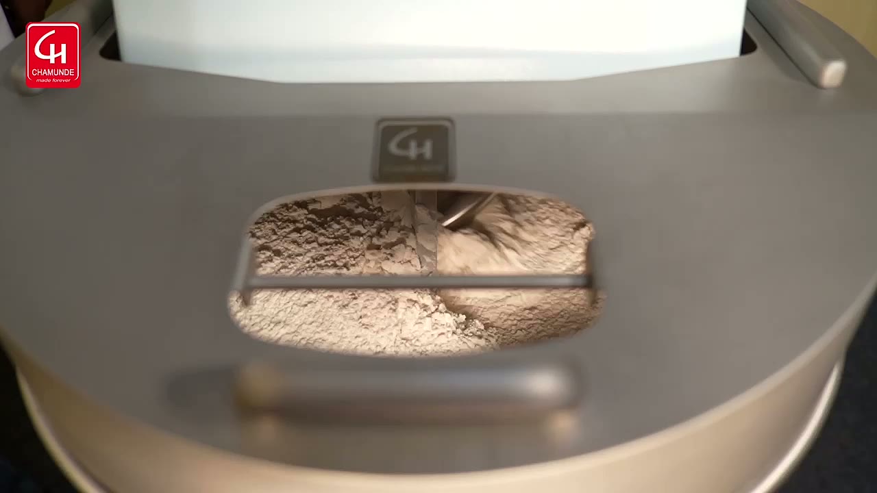 Dough being mixed inside a CHAMUNDE spiral mixer