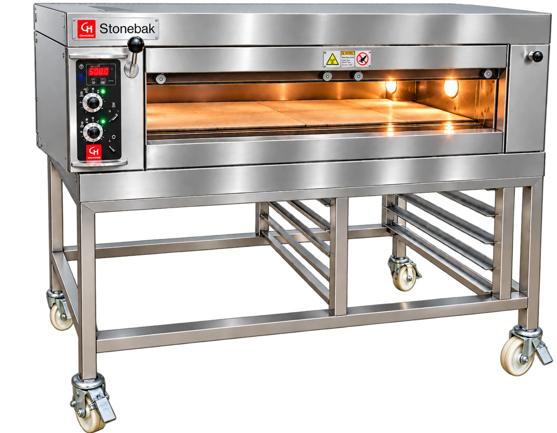 StoneBak single deck oven on a wheeled stand